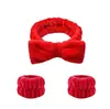 Set de Tres Piezas para Lavado Facial y a Prueba de Humedad, Diadema de Mariposa de Terciopelo Coral, Pulsera Absorbente, Diadema para Lavado y Deportes para Mujer