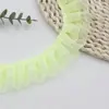 Ribete de Encaje de Organza Plisado de Doble Capa Blanco y Negro de 4 cm Tela de Malla para Manualidades para Ropa de Muñecas, Accesorios para el Cabello y Materiales de Tela T202