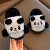 Zapatos de Algodón Infantiles de Dibujos Animados de Panda para Niños y Niñas, Antideslizantes de Interior para el Hogar, Cálidos, Felpa Gruesa en la Suela, Zapatos de Algodón para Bebé con Cubierta para el Talón