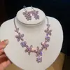 ¡Lujo europeo y americano! Collar de flor de circón de colores con gota de agua, cadena para clavícula de estilo court vintage, joyería de lujo ligero de alta gama