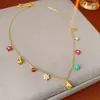 Set de Colgante de Mariquita con Gotas de Aceite Flor Dopamina para Mujer, Cadena para Clavícula de Lujo Ligero de Gama Alta, Collar Moderno y Versátil