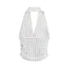 Camisola de estilo coreano con estampado de lunares único, cuello halter, para mujer, nuevo top de verano blanco sin mangas, escote en V, espalda descubierta, ins