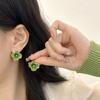 2023 nuevos pendientes de moda pequeños pendientes de flores de jazmín de cristal con degradado verde fresco primavera y verano pendientes de clip para las orejas para mujer