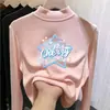 Camiseta térmica de forro polar para niña con cuello alto medio, ropa infantil de dibujos animados para primavera/otoño/invierno, top interior cálido para niños, moderno
