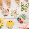 Decoração de Páscoa da Primavera de 2025 Lascas de Madeira Festa em Família Festa DIY Pingente de Ovo Pintado à Mão Decoração Pastoral