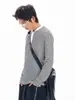 Camiseta Nasa de Manga Longa com Gola Henley Listrada para Homens e Mulheres, Novo Estilo Primavera 2026, Camisa Básica Retro Versátil Casual Solta