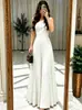 Vestido longo de noite elegante de ombro a ombro, cintura alta, justo, plissado, novo estilo europeu e americano, disponível em cores sólidas e múltiplas cores
