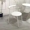 Silla de cuerno de arte de hierro nórdico, silla de comedor para el hogar, silla de maquillaje simple con respaldo, silla de escritorio, silla redonda pequeña informal de moda con cojín suave