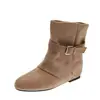 Botas retro de ante con plataforma para mujeres bajitas, otoño/invierno 2026, con hebilla de cinturón, de media pantorrilla, botas de moda estilizadas y elegantes