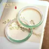 Pulsera de Jade Natural Tipo Hielo, Pulsera de Ágata Semi-Agua Semi-Tierra para Mujeres, Pulsera de Jade Transparente Tipo Hielo Semi-Agua Semi-Tierra, Calcedonia Tipo Hielo Regalo para Novia