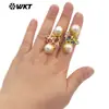MR042 nuevo estilo en el nuevo color perla largo incrustación de circonita chapado en oro de 18 quilates anillo para mujer exportación venta caliente