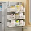 Estante de Almacenamiento Lateral para Refrigerador Estante para Suministros de Cocina Estante Colgante de Pared Lateral Multicapa para Botellas de Especias Película Adhesiva Sin Perforaciones
