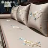 Cojines de Sofá de Secuoya Estilo Chino Nuevos Cuidadosamente Seleccionados con Bordado, Fundas para Cojines de Sofá de Muebles de Madera Maciza, Juego de Cinco Piezas para Cojines de Cama Luohan