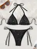 Biquíni Dividido Europeu e Americano Novo Feminino Malha Lantejoulas Transfronteiriço Aliexpress Roupa de Banho Lg418