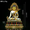 Estatua de Bronce "Buda de la Medicina" Pintada a Mano de la Aldea Xizang, Adorno de Estatua de Buda "Tathagata de la Luz Radiante" Dorado y Plateado 7 pulgadas