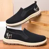 Zapatos de Tela del Viejo Pekín para Hombre con Suela de Tendón Zapatos de Trabajo Antideslizantes Zapatos de Tela Negros para Personas de Mediana Edad y Mayores Zapatos Transpirables con Suela Blanda