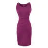 Vestido plisado de corte ajustado con escote en U estilo francés para mujer, entallado a la cintura, elegante, sin mangas, con un diseño puro y seductor, falda ajustada al cuerpo