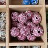 Bola de diamante incrustada con cuentas de cristal de pedrería, cuentas con agujero, cuentas espaciadoras, hechas a mano, material para colgante de pulsera de mano, accesorios de joyería DIY al por mayor