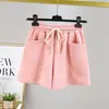 Pantalones Cortos de Algodón Piqué para Mujer Nuevo Estilo de Verano Versátiles Sueltos Adelgazantes de Pierna Ancha para Usar Afuera Color Sólido Pantalones Deportivos Casuales