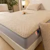 Lençol de Cama de Veludo de Leite Ajustável 100% Algodão Puro com Lã Adicionada e Espessado Algodão de Grau A Algodão Lavado Impermeável Conjunto de Três Peças Capa Protetora de Colchão