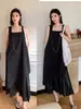 Vestido Coreano de Alta Gama Verano 2025 Nuevo Estilo Cintura Adelgazante Look Moda Patchwork Asimétrico Chaleco Falda Larga para Mujer