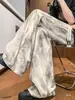 Pantalones Tie-Dye de Seda Helada de Marca de Moda para Hombre, Estilo Delgado Fresco de Verano, Pantalones Casuales Rectos Sueltos de Pierna Ancha