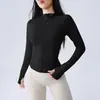 Zíper Lulu Roupa de Yoga Jaqueta Feminina Bolso Duplo Slim Fit Esportiva Mostra Fina Respirável Roupa Fitness Top Absorção de Umidade Absorção de Suor