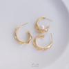 Aretes Conservadores de Color Rellenos de Oro de 14K Aros de Moda Coreanos en Forma de C, Elegantes y Simples Estilo Francés Hechos a Mano DIY Tachuelas y Accesorios para las Orejas