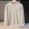 Nueva camiseta base de punto de cachemira para otoño e invierno, suéter cálido de color liso para hombre, estilo casual de negocios, cuello redondo