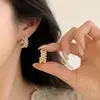 Pendientes de Zirconia Dorada y Perla con Forma de C para Mujer, Diseño Único, Estilo de Nicho, Nuevo Modelo 2026, Gama Alta, Únicos y Hermosos