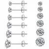 Moda Transfronteiriça Brincos de Zircônia Femininos Quatro Garras Aço Inoxidável Galvanoplastia Brincos de Miçangas DIY Nicho Brincos Simples Atacado