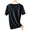 Camiseta de Manga Corta Sin Marcas de Hielo para Hombre, Cuello en V, Verano, Delgada, Elástica, Ajuste Delgado, Top de Malla, Secado Rápido, Camiseta Deportiva de Media Manga