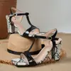 Sandalias de tacón alto de punta cuadrada 2026 nuevo estilo de verano tacón grueso estilo europeo y americano talla grande estampado de leopardo punta abierta para mujer transfronterizas sexy