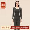 Conjunto de Ropa Interior Térmica Sin Costuras de Color Sólido Otoño e Invierno para Mujer, Body Térmico Engrosado de Autocalentamiento de Manga Larga Adelgazante y Pantalones
