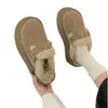 Sapatos femininos Birkenstock de sola grossa, bico fechado, fofos, estilo meio chinelo, novo estilo de inverno 2026, forrados com fleece, quentes, botas de neve Birkenstock, sapatos de algodão
