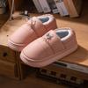 Pantuflas de Algodón Impermeables de Cuero PU para Pareja con Tacón de Felpa para Hombre Suela Gruesa Antideslizantes para Piso Interior Zapatos de Algodón para el Hogar Invierno para Mujer