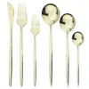 Conjunto de faca, garfo e colher de aço inoxidável para bife, conjunto de seis peças brilhante português, colher de sobremesa de hotel, garfo, colher de café