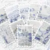 36 piezas de pegatinas de sellos de boceto arquitectónico en tono azul francés estilo escritura antigua para journaling y decoración de tarjetas, al por mayor