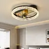 Lámpara de Sala de Estar Estilo Lujo Moderno con Sensación de Alta Gama, Elegante Diseño de Hielo Rachado, Lámpara de Dormitorio Integrada, Lámpara Ventilador Controlada por Control Remoto Inteligente