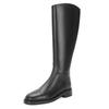 Botas de Piel de Vaca Estilo Mamá de Uva, Botas Delgadas Pequeñas con Bordado de Camelia para Mujer, Botas de Montar Altas, No Más Arriba de la Rodilla