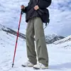 Pantalones impermeables con forro de polar para hombre para otoño e invierno, pantalones de trabajo holgados rectos de moda para exteriores, pantalones casuales gruesos