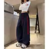 Calça esportiva casual retrô americana listrada de alta cintura, corte solto afunilado, perna larga, seleção cuidadosa, pronta para envio, Outono/Inverno 2026