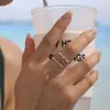 Anillo Misterioso de Acero Inoxidable con Circonita Anillo de Perla de Concha de Nicho Estilo Europeo y Americano Popular Acero de Titanio No se Desvanece Anillo Apilable para el Dedo Índice