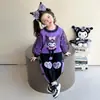 Conjunto de Renda Kuromi para Meninas Primavera 2026 Novo Conjunto de Duas Peças Moletom Fofo Infantil Roupas de Bebê Primavera e Outono
