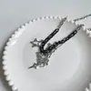 Colar de Borboleta Estrela com Franja Doce e Cool, Costurado com Corrente para Clavícula para Mulheres, Design Estilo Verão Ins, Acessório de Design de Nicho