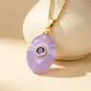 Collar transfronterizo bañado en oro de 18k con imitación de piedra natural incrustaciones de diamantes, lágrima ovalada, joyería de moda multicolor de lujo ligero al por mayor
