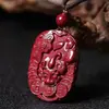 Piedra Cruda Cinabrio Colgante Pixiu Atractor de Riqueza Estilo Luz de Estrella Arena Dorada Púrpura Año del Zodiaco Collar Unisex Adorno de Regalo Venta al por Mayor