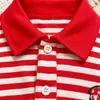 Conjunto para Niños Camisa Polo a Rayas de Manga Corta con Cuello Rojo Shorts Conjunto Casual para Niños Pequeños Conjunto de Dos Piezas para Niños