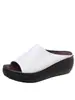 Pantuflas Mujer Verano Plataforma Blancas Estilo Étnico Negras Punta Abierta Chanclas Tacón de Cuña Usar Alta Calidad Exterior Suela Gruesa Pantuflas