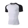 Camiseta Esportiva Masculina Manga Curta Color Block de Verão com Logo Personalizado Rápida Secagem Estilo Europeu e Americano Calça Legging de Compressão Patchwork
